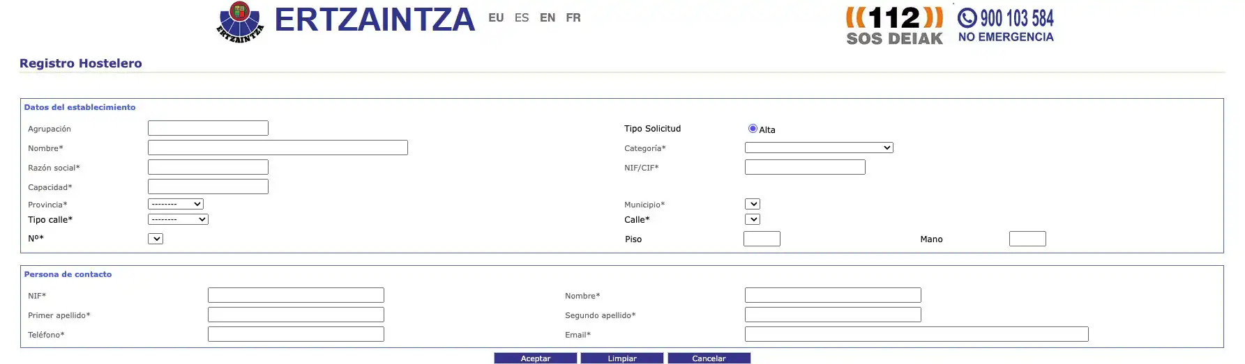 How to register travelers at the Ertzaintza 1 Ertzaintza Property Registry