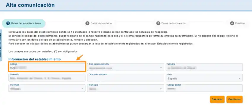 SES.HOSPEDAJES: Guía 2026 16 código de establecimiento
